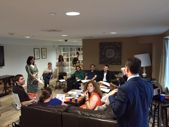 Jewish Communal Fund's Associate Director, Tamar Snyder, leads a giving circle at the Moishe House in Hoboken