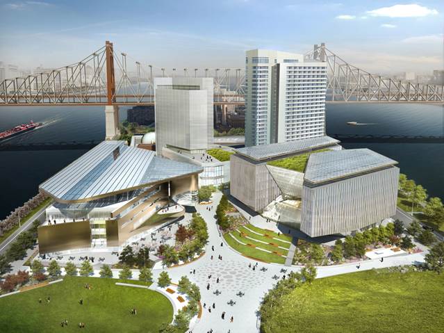A rendering of what the new Cornell Tech campus will look like